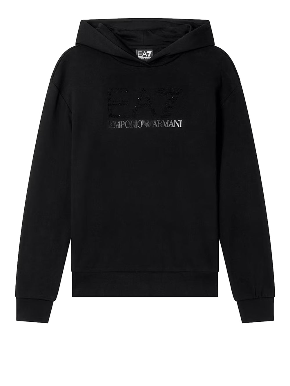 Ea7 Felpa Con Cappuccio Elasticizzata Con Micro Borchie Della Serie Logo EA7 - Nero