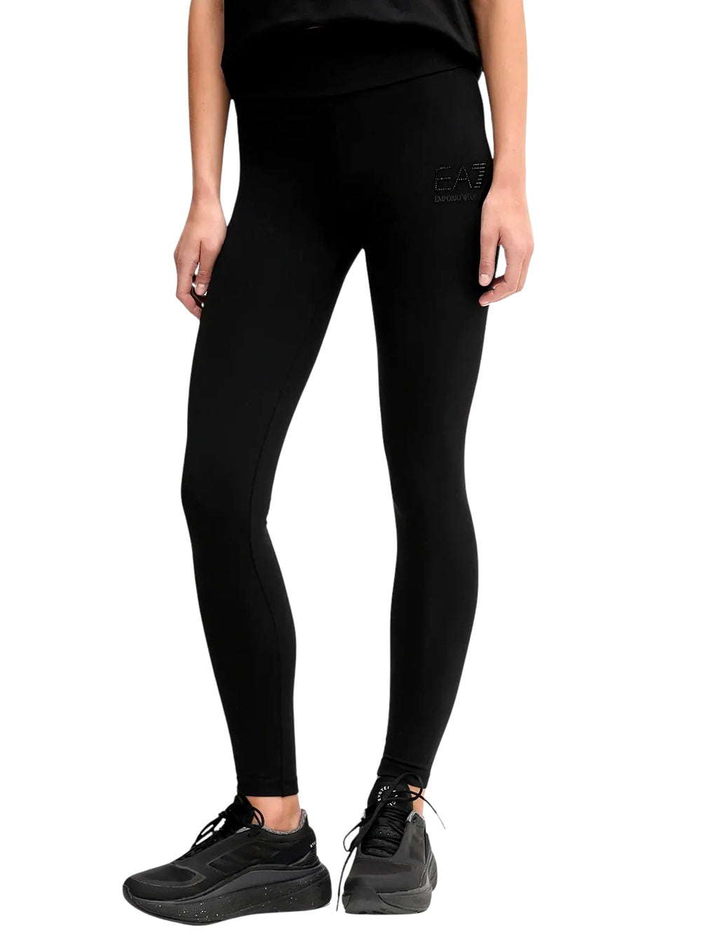 EA7 Leggings Logo Series Strass Tono Su Tono EA7 - Nero