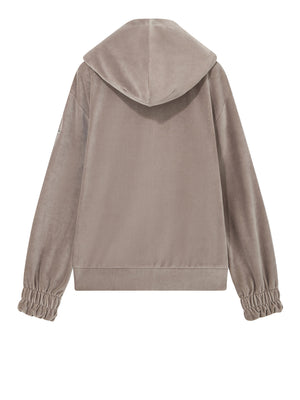 EA7 Felpa Ea7 Athletic Velour con cappuccio e zip a effetto velour Biege