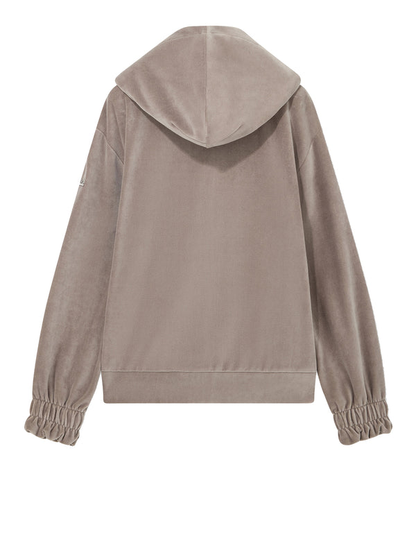 EA7 Felpa Ea7 Athletic Velour con cappuccio e zip a effetto velour Biege