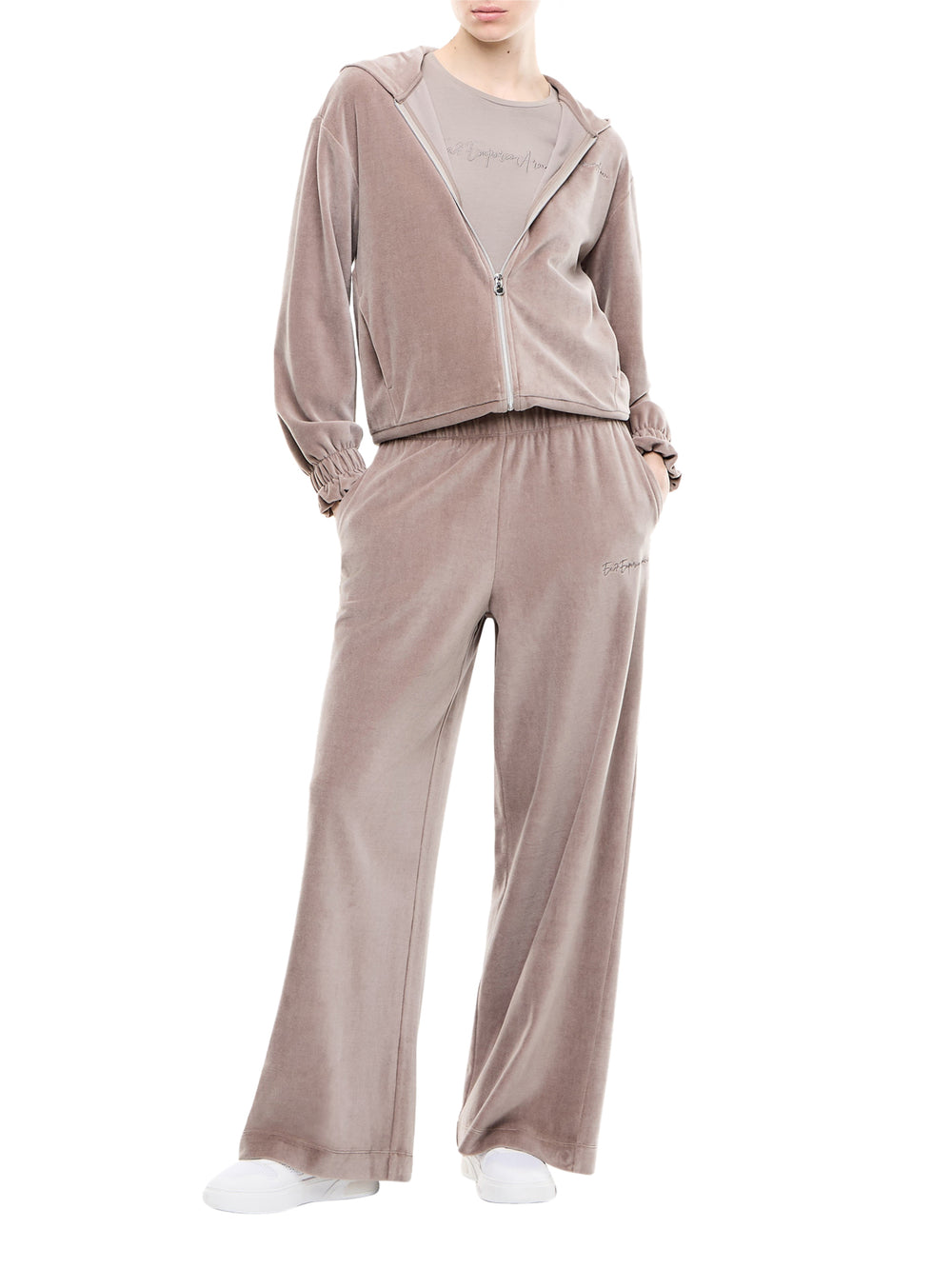 EA7 Pantatuta Ea7 Athletic Velour in velour morbido a gamba ampia - Cinder
