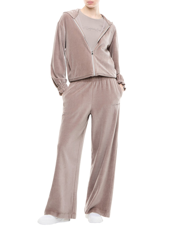 EA7 Pantatuta Ea7 Athletic Velour in velour morbido a gamba ampia - Cinder