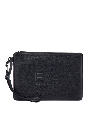 EA7 Pochette con logo a rilievo e cinturino removibile Nero