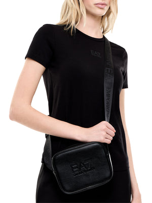 EA7 Borsa a tracolla Ea7 con logo in rilievo e tracolla regolabile - Nero