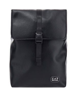 EA7 Zaino Ea7 con finitura martellata e chiusura a fibbia - Nero