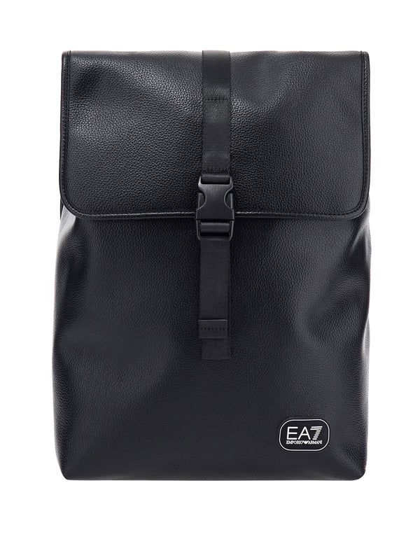 EA7 Zaino Ea7 con finitura martellata e chiusura a fibbia - Nero