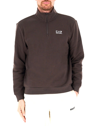 EA7 Felpa Cotone con Collo Montante e Zip a 3/4 Core Identity EA7 - Mulch