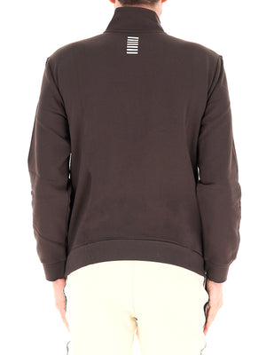 EA7 Felpa Cotone con Collo Montante e Zip a 3/4 Core Identity EA7 - Mulch