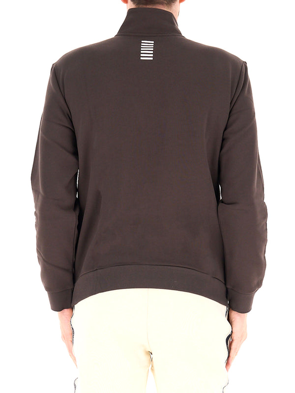 EA7 Felpa Cotone con Collo Montante e Zip a 3/4 Core Identity EA7 - Mulch