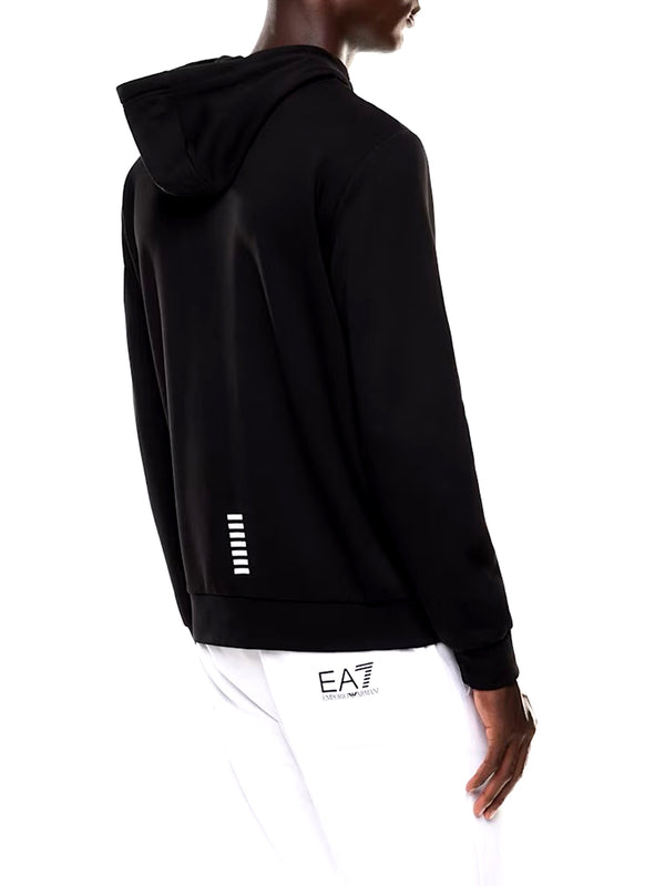 EA7 Felpa con Cotone Zip Intera e Cappuccio Core Identity EA7 - Nero