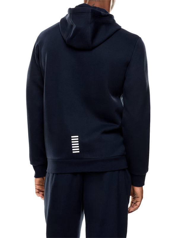 EA7 Felpa Ea7 con cotone zip intera e cappuccio Core Identity - Blu
