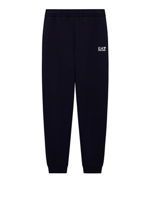 EA7 Jogger Ea7 cotone con coulisse e fondo a costine Core Identity - Nero