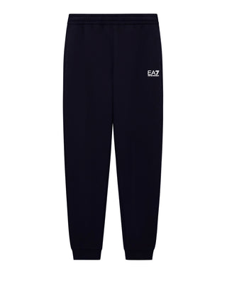 EA7 Jogger Ea7 cotone con coulisse e fondo a costine Core Identity - Nero
