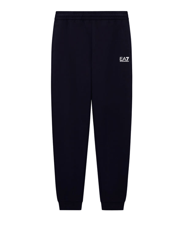 EA7 Jogger Ea7 cotone con coulisse e fondo a costine Core Identity - Nero