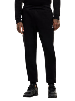 EA7 Jogger Ea7 cotone con coulisse e fondo a costine Core Identity - Nero
