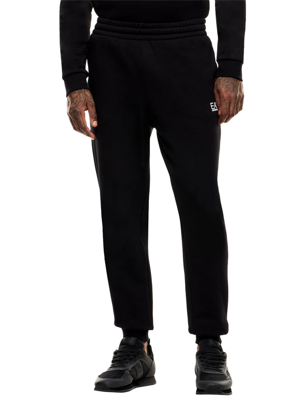 EA7 Jogger Ea7 cotone con coulisse e fondo a costine Core Identity - Nero