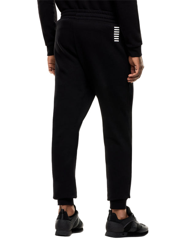 EA7 Jogger Ea7 cotone con coulisse e fondo a costine Core Identity - Nero