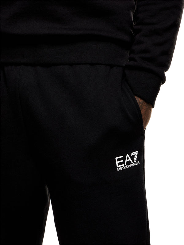EA7 Jogger Ea7 cotone con coulisse e fondo a costine Core Identity - Nero