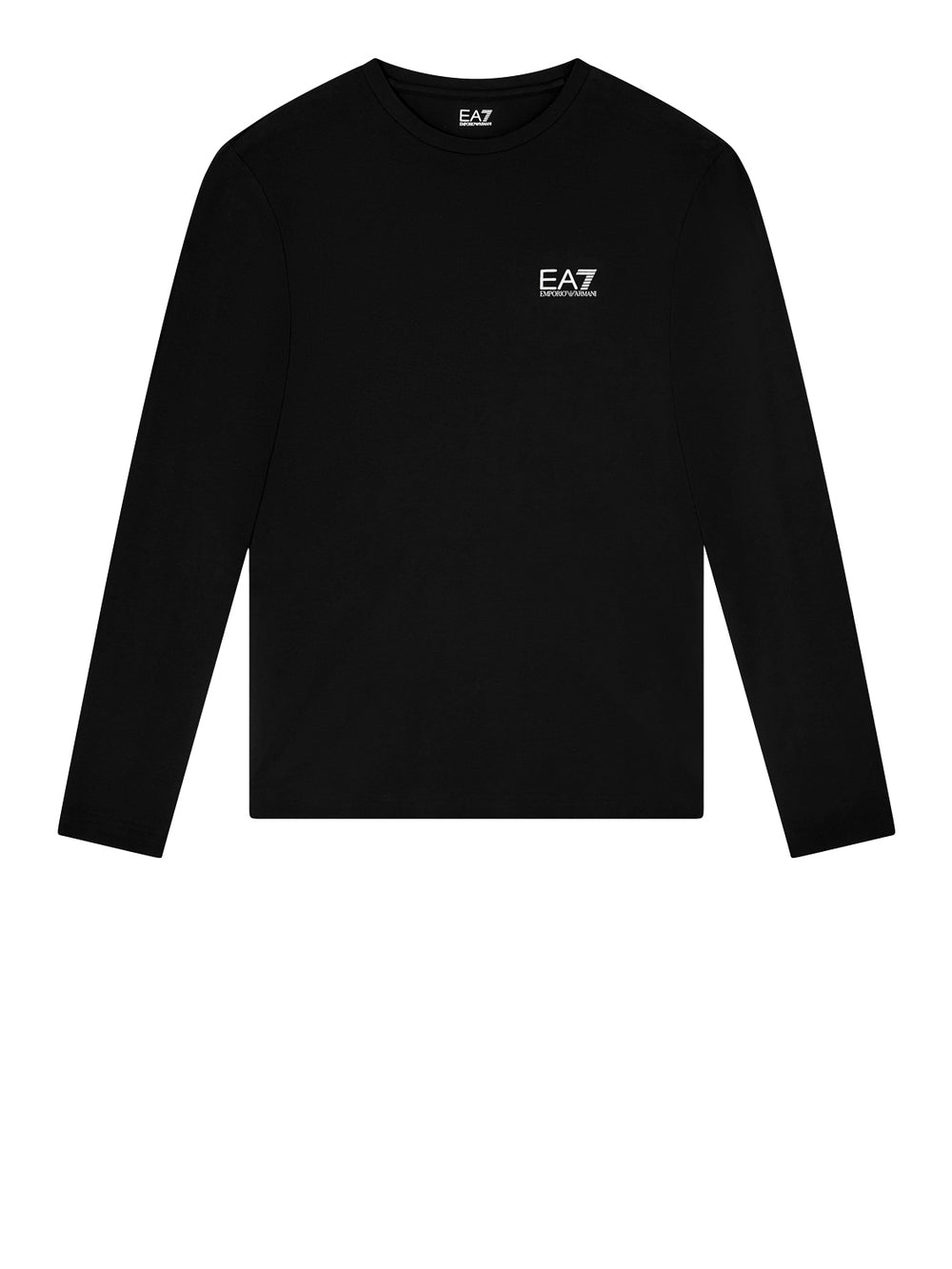 EA7 T-shirt Ea7 Core Identity girocollo a maniche lunghe in cotone - Nero