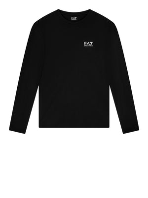 EA7 T-shirt Ea7 Core Identity girocollo a maniche lunghe in cotone - Nero