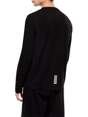 EA7 T-shirt Ea7 Core Identity girocollo a maniche lunghe in cotone - Nero