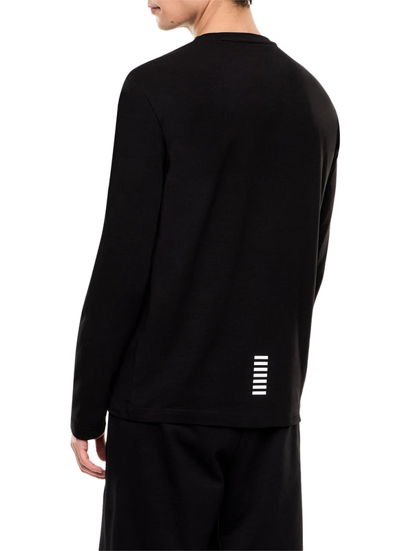 EA7 T-shirt Ea7 Core Identity girocollo a maniche lunghe in cotone - Nero