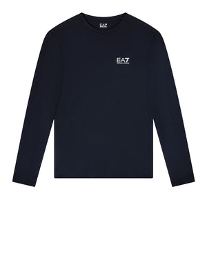 EA7 T-shirt Ea7 Core Identity girocollo a maniche lunghe in cotone - Navy