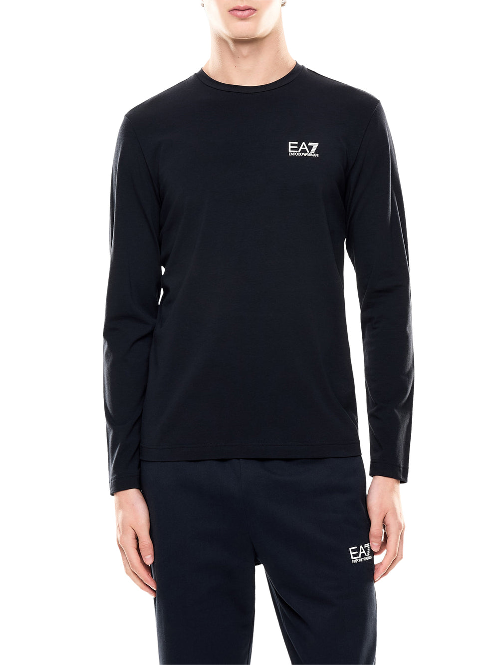 EA7 T-shirt Ea7 Core Identity girocollo a maniche lunghe in cotone - Navy
