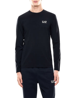 EA7 T-shirt Ea7 Core Identity girocollo a maniche lunghe in cotone - Navy
