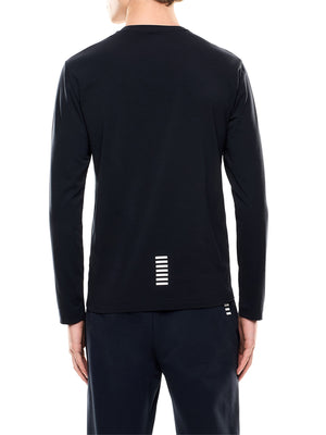 EA7 T-shirt Ea7 Core Identity girocollo a maniche lunghe in cotone - Navy