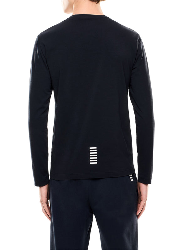 EA7 T-shirt Ea7 Core Identity girocollo a maniche lunghe in cotone - Navy