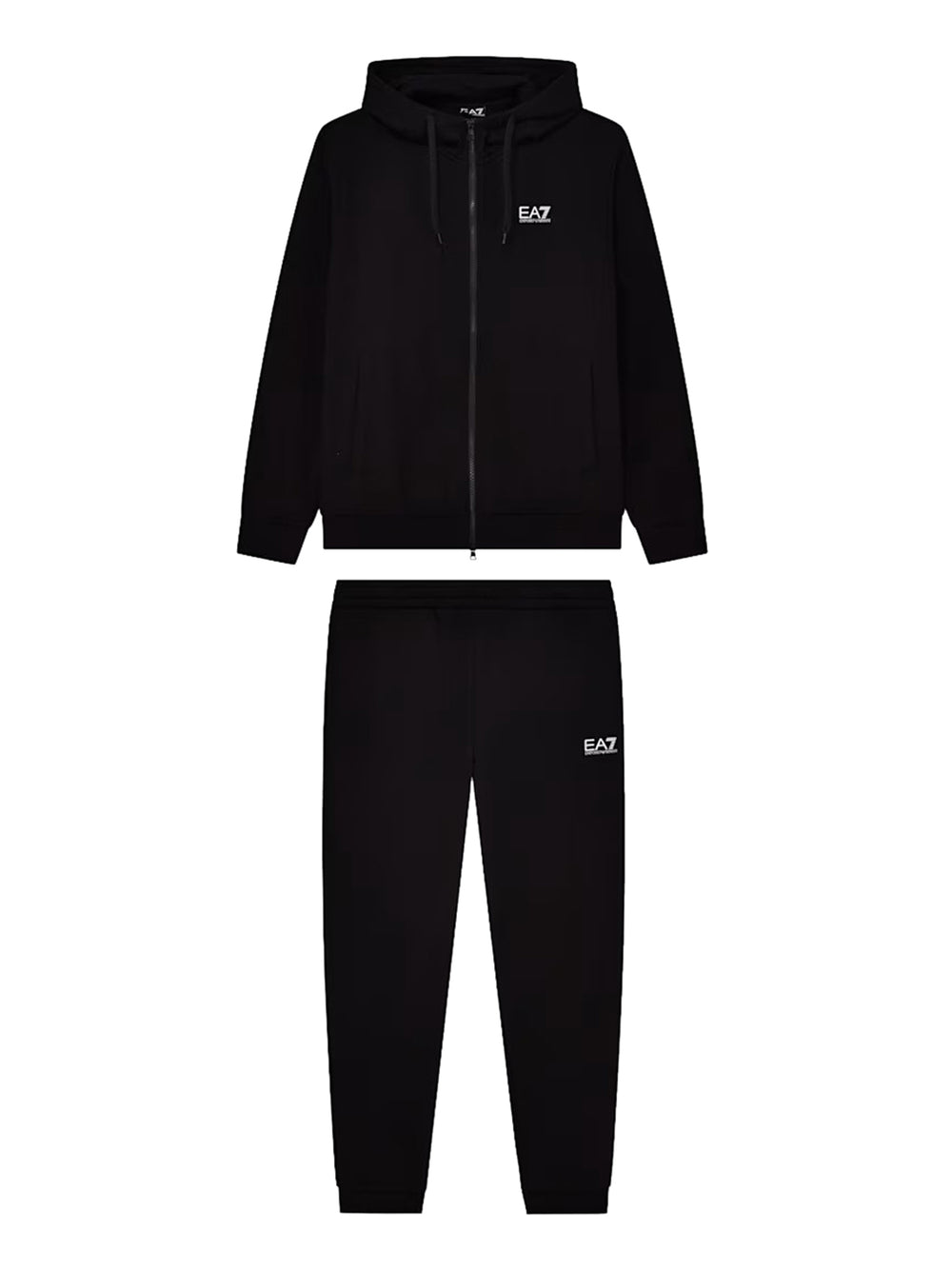 Ea7 Tuta Con Cotone Con Cappuccio e Zip Core Identity EA7 - Nero