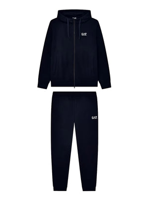 EA7 Tuta Con Cotone Con Cappuccio e Zip Core Identity EA7 - Blu