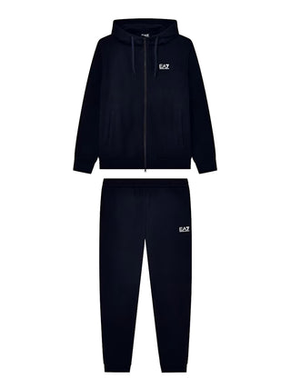 EA7 Tuta Con Cotone Con Cappuccio e Zip Core Identity EA7 - Blu