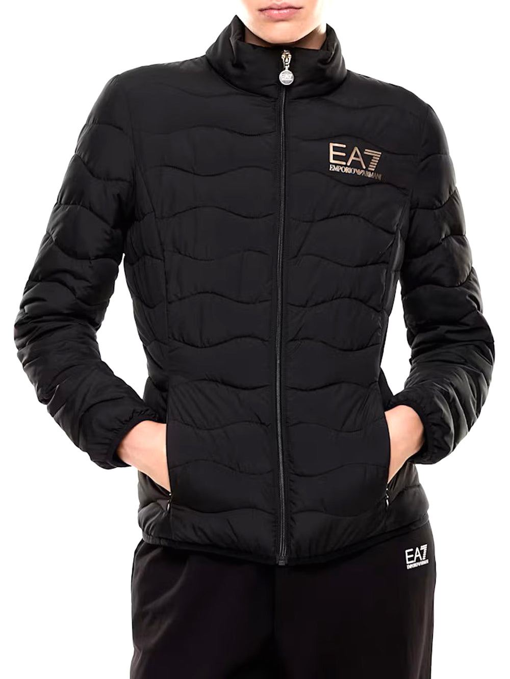 Ea7 Giacca In Nylon Imbottita Core Lady Con Collo Montante EA7 - Nero