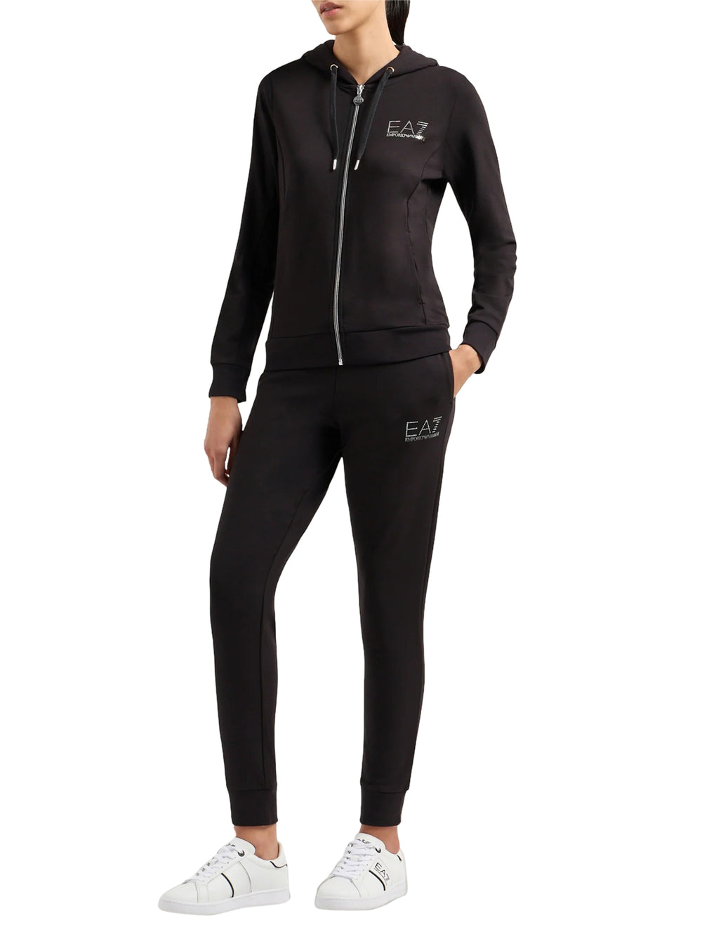Ea7 Tuta Ea7 elasticizzata con cappuccio e zip Tracksuit Nero