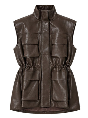 ELEH Gilet In Pelle Eleh - Fango