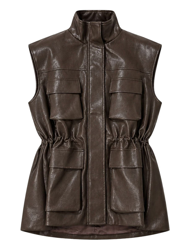 ELEH Gilet In Pelle Eleh - Fango