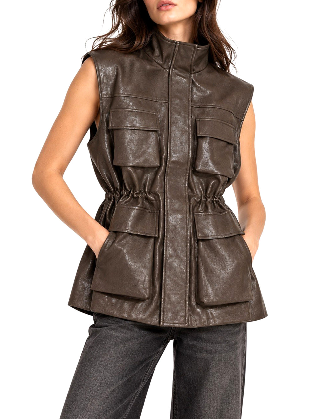ELEH Gilet In Pelle Eleh - Fango