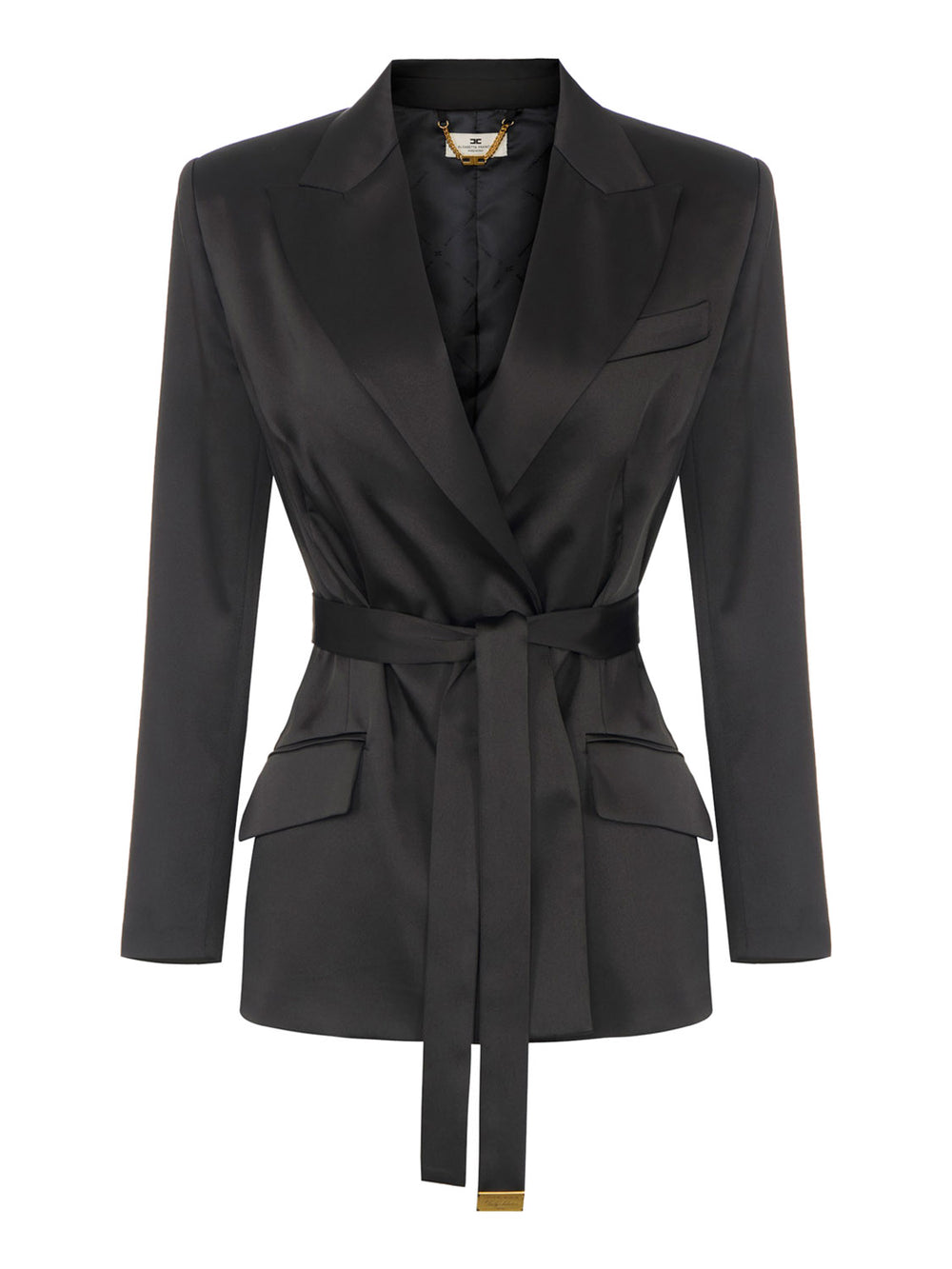 ELISABETTA FRANCHI 1USCITA Giacca Elisabetta Franchi In Raso Stretch Con Cintura Nero
