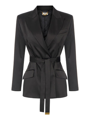 ELISABETTA FRANCHI 1USCITA Giacca Elisabetta Franchi In Raso Stretch Con Cintura Nero