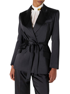 ELISABETTA FRANCHI 1USCITA Giacca Elisabetta Franchi In Raso Stretch Con Cintura Nero
