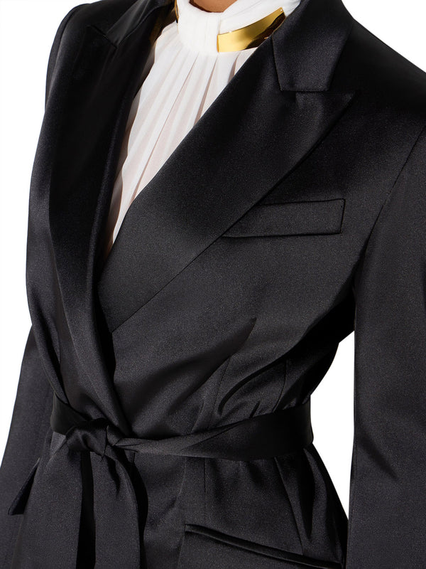 ELISABETTA FRANCHI 1USCITA Giacca Elisabetta Franchi In Raso Stretch Con Cintura Nero