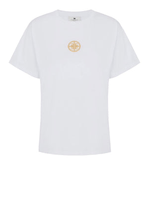 ELISABETTA FRANCHI 1USCITA T-Shirt Elisabetta Franchi In Jersey Con Logo Gioiello Gesso