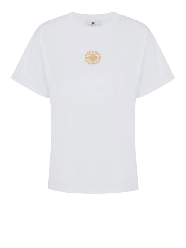 ELISABETTA FRANCHI 1USCITA T-Shirt Elisabetta Franchi In Jersey Con Logo Gioiello Gesso