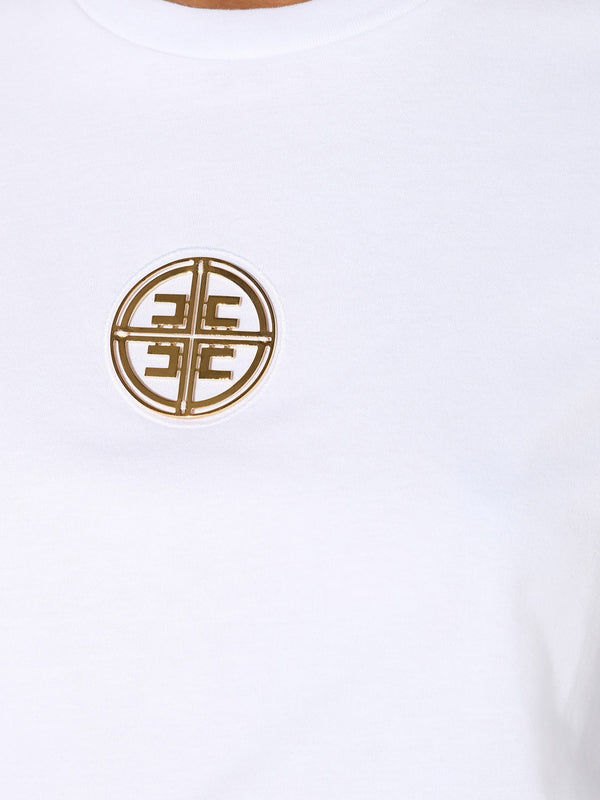ELISABETTA FRANCHI 1USCITA T-Shirt Elisabetta Franchi In Jersey Con Logo Gioiello Gesso