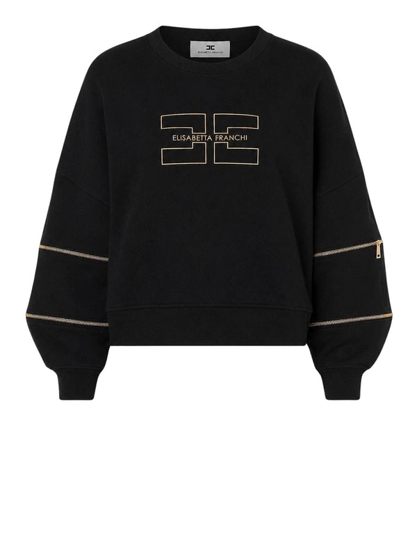 ELISABETTA FRANCHI 1USCITA Felpa Elisabetta Franchi Logo Frontale Nero