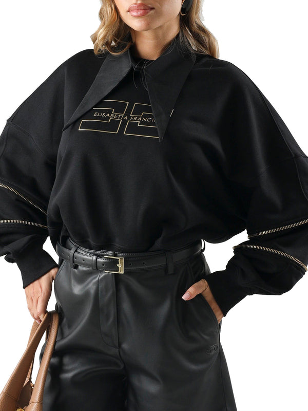 ELISABETTA FRANCHI 1USCITA Felpa Elisabetta Franchi Logo Frontale Nero