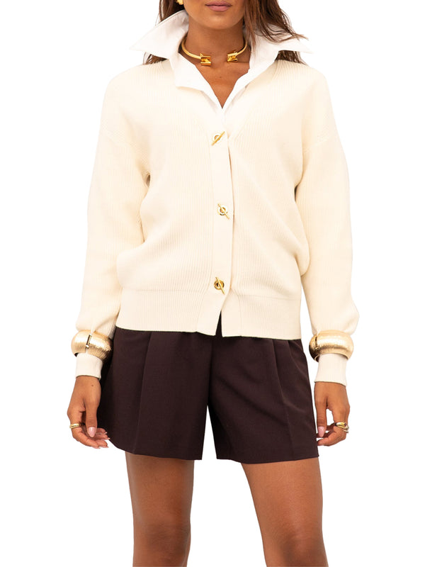 ELISABETTA FRANCHI 1USCITA Cardigan Elisabetta Franchi in Maglia con Bottoni Gioielli - Burro