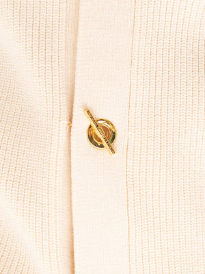 ELISABETTA FRANCHI 1USCITA Cardigan Elisabetta Franchi in Maglia con Bottoni Gioielli - Burro